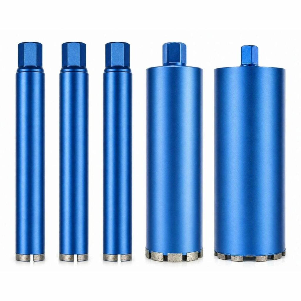 Jogo Kit 5 Serra Copo Diamantada 3x 56mmX450mm 1x 83mmX450mm 1x 108mmX450mm Rosca 1.1/4 Perfuratriz