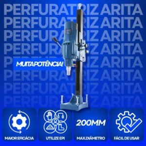 Kit Perfuratriz de Concreto 200mm 3800W + Serra 108mm rosca 1.1/4
