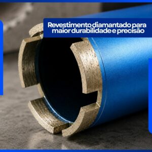 Serra Copo Diamantada Profissional para Perfuratriz 56mm X 450mm Rosca 1.1/4