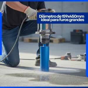 Serra Copo Diamantada Profissional para Perfuratriz 159mm X 450mm Rosca 1.1/4