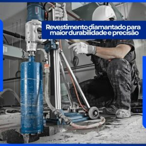 Serra Copo Diamantada Profissional para Perfuratriz 108mm X 450mm Rosca 1.1/4